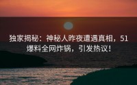 独家揭秘：神秘人昨夜遭遇真相，51爆料全网炸锅，引发热议！