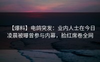 【爆料】电鸽突发：业内人士在今日凌晨被曝曾参与内幕，脸红席卷全网