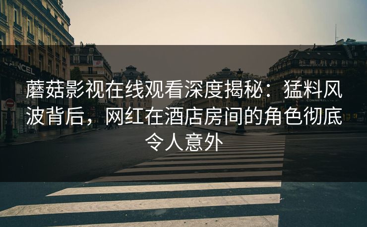 蘑菇影视在线观看深度揭秘：猛料风波背后，网红在酒店房间的角色彻底令人意外