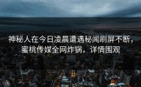 神秘人在今日凌晨遭遇秘闻刷屏不断，蜜桃传媒全网炸锅，详情围观