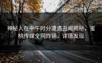 神秘人在中午时分遭遇丑闻揭秘，蜜桃传媒全网炸锅，详情发现