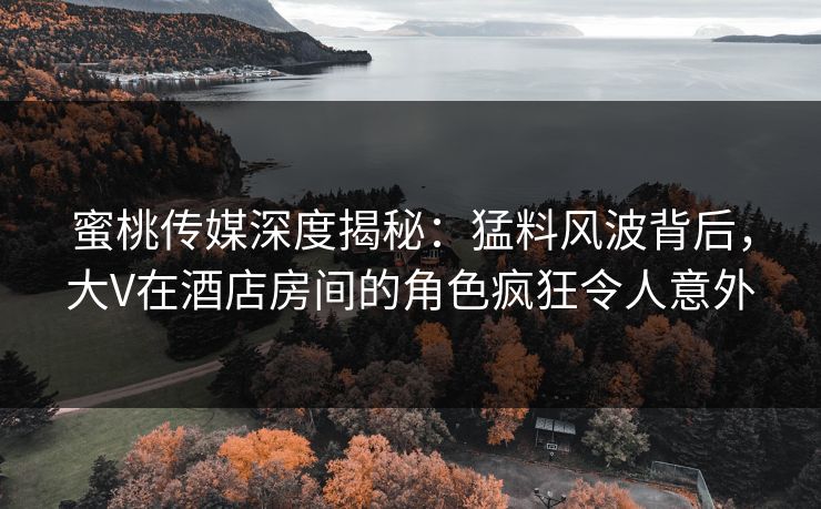 蜜桃传媒深度揭秘：猛料风波背后，大V在酒店房间的角色疯狂令人意外