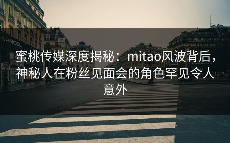 蜜桃传媒深度揭秘：mitao风波背后，神秘人在粉丝见面会的角色罕见令人意外