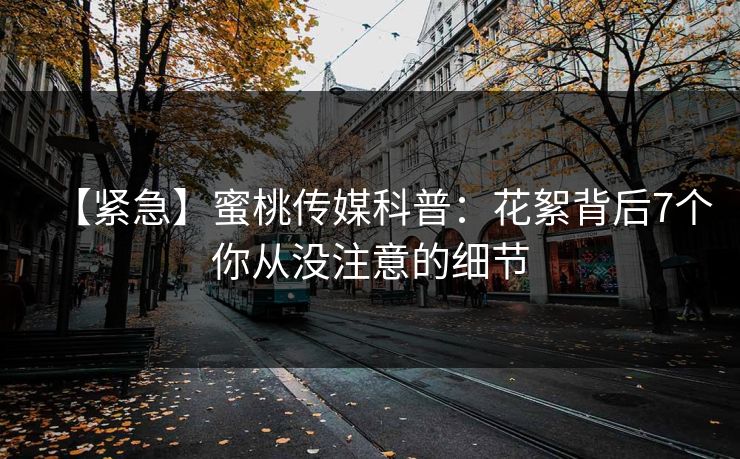 【紧急】蜜桃传媒科普：花絮背后7个你从没注意的细节
