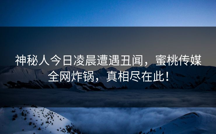 神秘人今日凌晨遭遇丑闻，蜜桃传媒全网炸锅，真相尽在此！