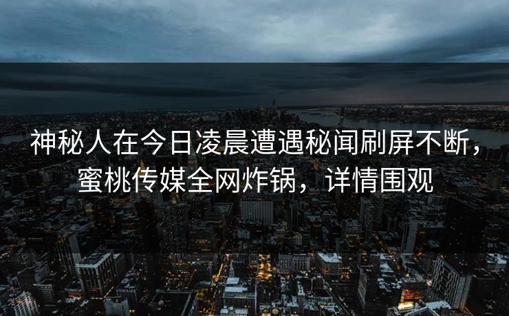 神秘人在今日凌晨遭遇秘闻刷屏不断，蜜桃传媒全网炸锅，详情围观
