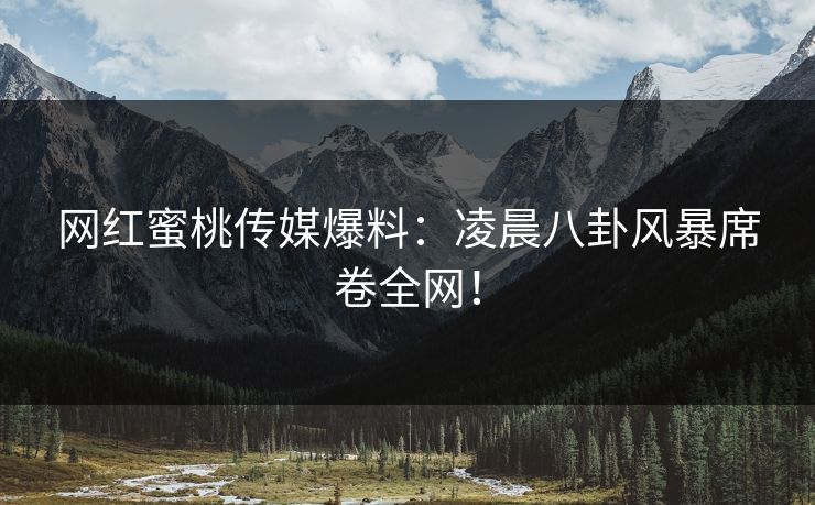 网红蜜桃传媒爆料：凌晨八卦风暴席卷全网！